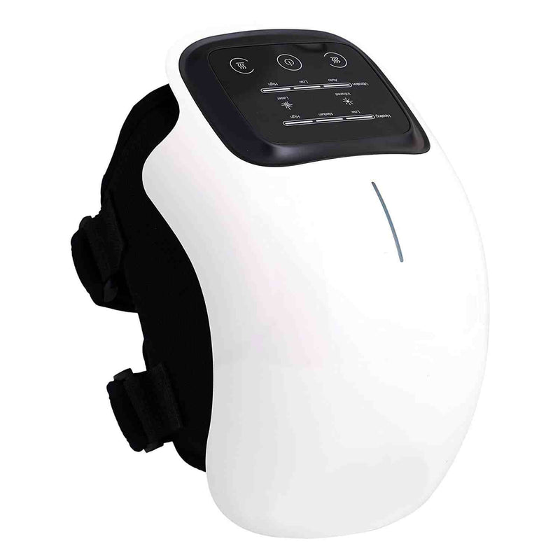 Wireless smart knee massager with adjustable straps, pulse technology, heating, and 15 intensity levels for pain relief and recovery