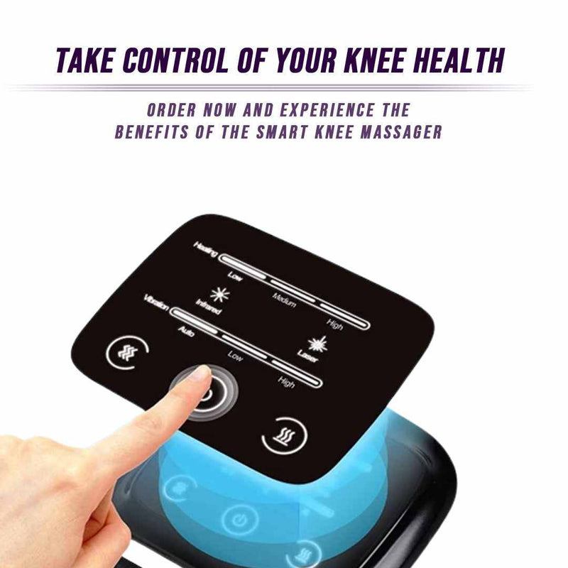 Wireless smart knee massager with pulse technology, heat, and adjustable intensity for pain relief and improved knee health